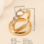 24K Gold-Plating Stainless Steel Luxury Crystal Wedding Waterproof Ring - Image 10