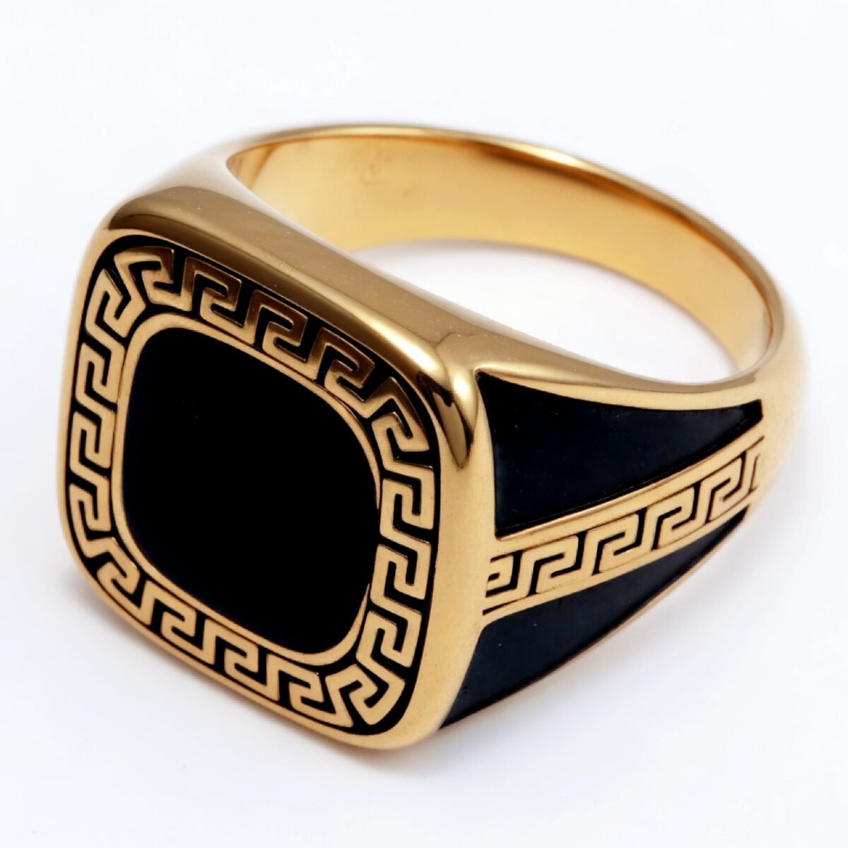 Retro Gold - tone Greek Key Ring, A Must - have for Fashionistas | G002104 - Image 3