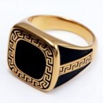 Retro Gold - tone Greek Key Ring, A Must - have for Fashionistas | G002104 - Image 3