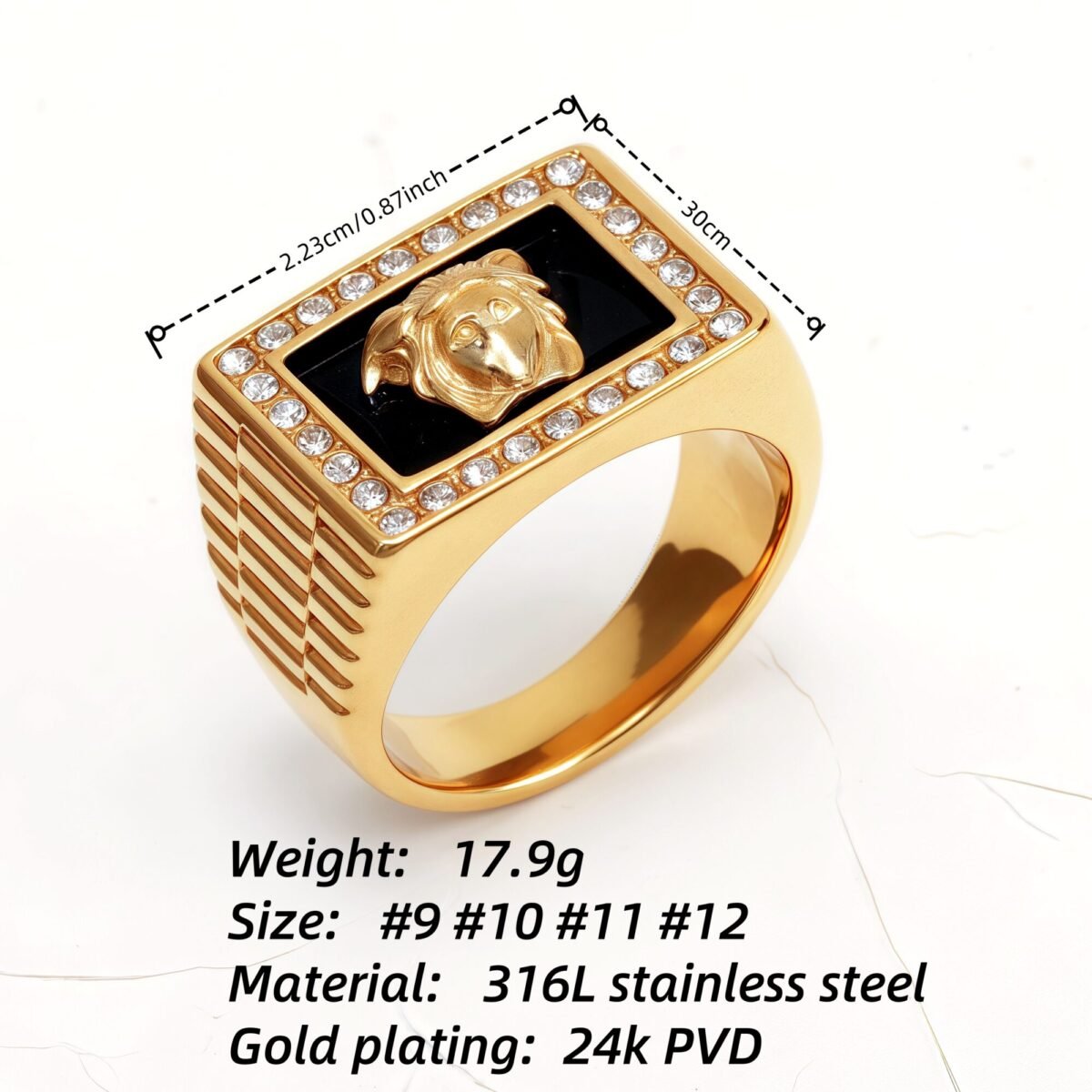 Classic Medusa Diamond - inlaid Gold/Silver Ring, Must - have Item for Fashionistas | DZ299 - Image 3