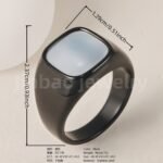 24K Gold PVD Stainless Steel Titanium Minimalist Mother of Pearl Signet Men's Ring - Image 6