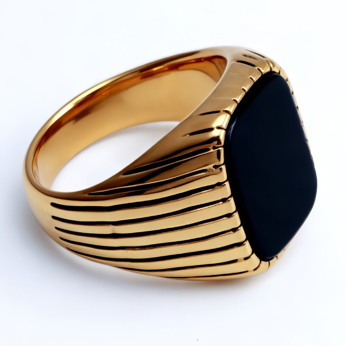 Striped Gold - set Square Gemstone Ring, a Choice of Personality and Fashion | K00165 - Image 7