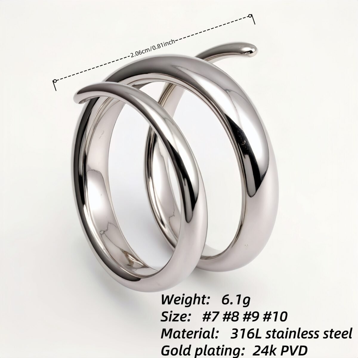 Stainless Steel Spiral Open Ring, Individual and Trendy Fashion Finger Ring | G002230 - Image 4