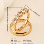 24K Gold-Plating Stainless Steel Luxury Crystal Wedding Waterproof Ring - Image 14