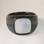 24K Gold PVD Stainless Steel Titanium Minimalist Mother of Pearl Signet Men's Ring - Image 7