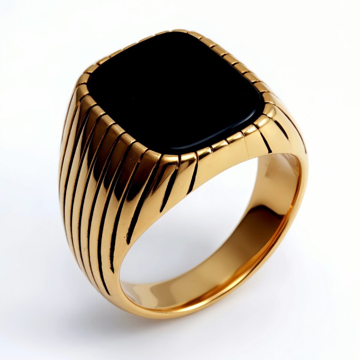 Striped Gold - set Square Gemstone Ring, a Choice of Personality and Fashion | K00165 - Image 8