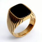 Striped Gold - set Square Gemstone Ring, a Choice of Personality and Fashion | K00165 - Image 8