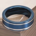 Stainless Steel Stylish Dual-tone Design Fashion Blue Men's Waterproof Ring - Image 9