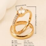 24K Gold-Plating Stainless Steel Luxury Crystal Wedding Waterproof Ring - Image 12