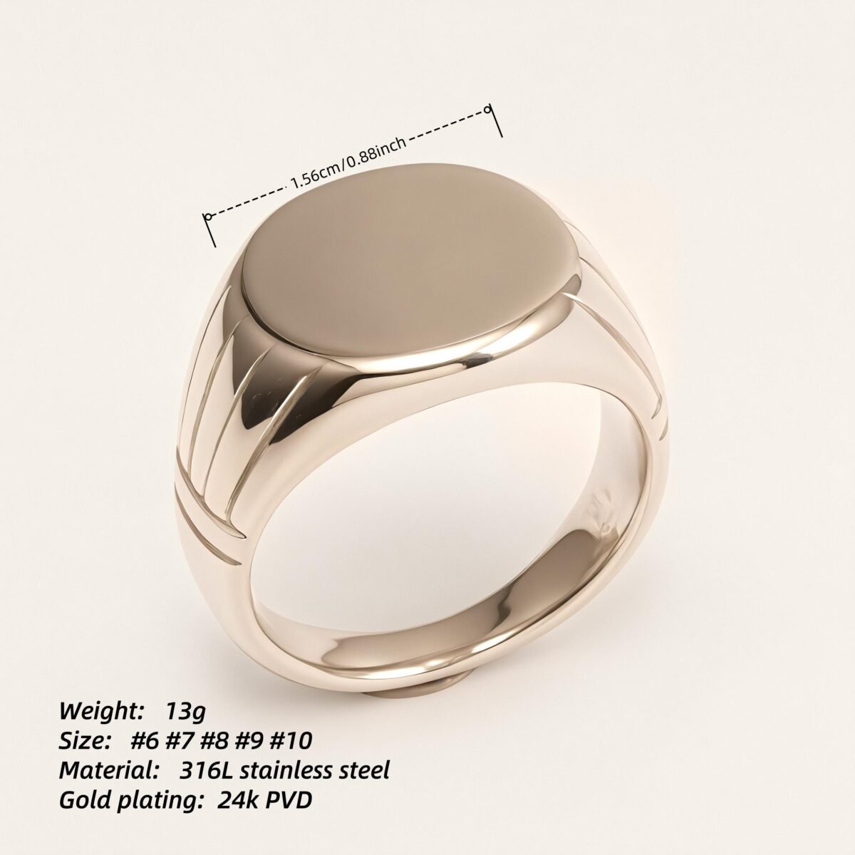 Classic Style Oval Stainless Steel Unisex Ring丨DZ22B - Image 6