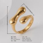 24K Gold-Plated Stainless Steel Heart Design Unique Women's Ring - Image 4