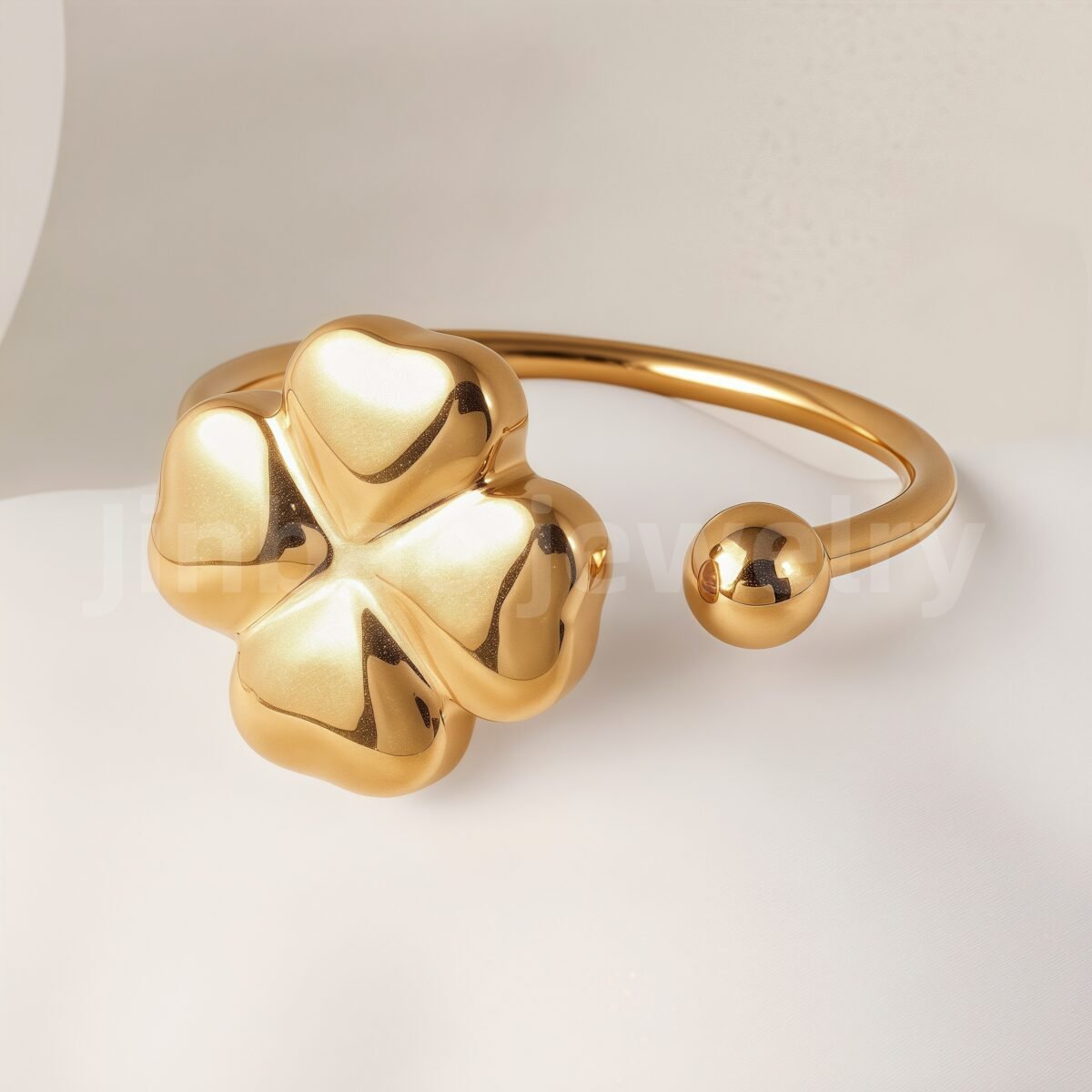 24K Gold-Plating Stainless Steel Adjustable Open Fashion Retro Women's Waterproof Ring - Image 8