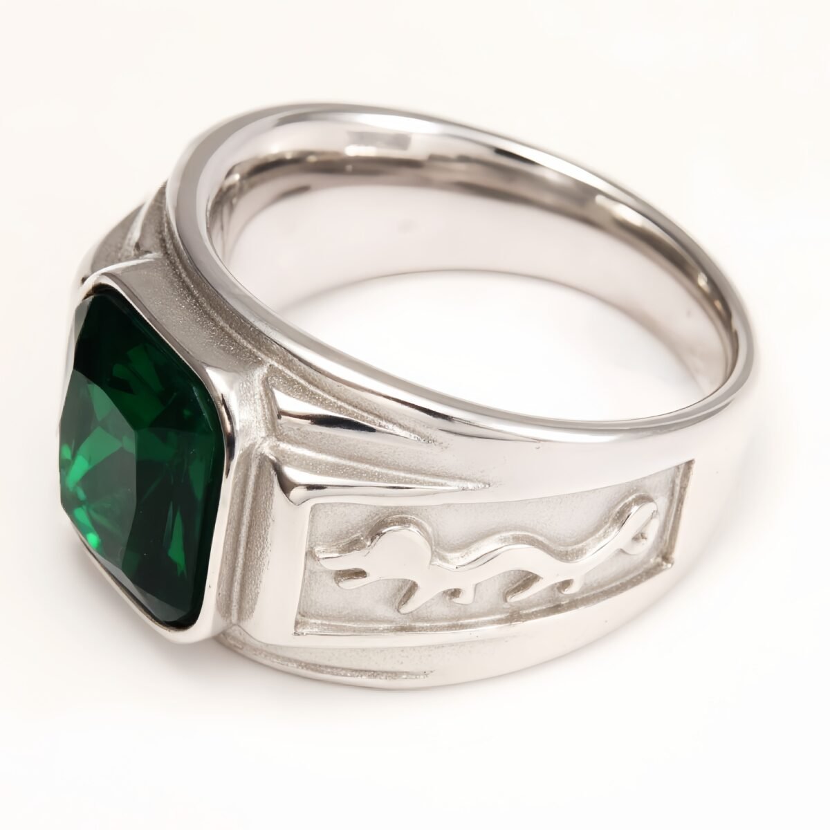 Silver - Carved Square Color - Gem Ring - Retro and Trendy Jewelry | BL135GH - Image 7