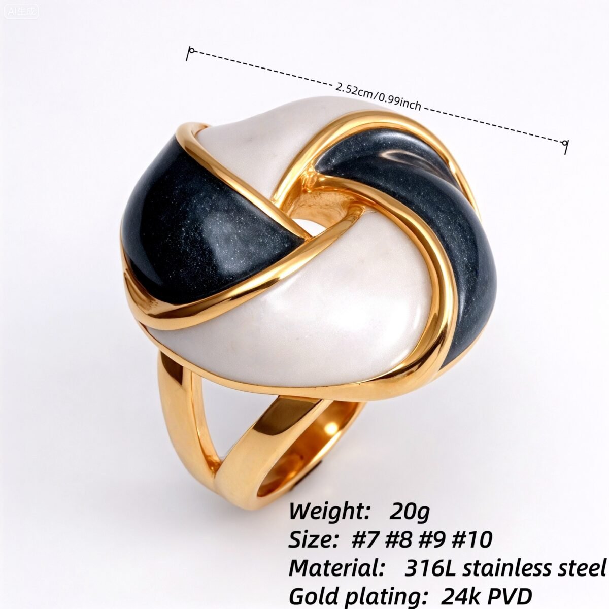 Gold - Framed Braided Colorful Gem Ring - Stylish and Personalized Jewelry | G004512JHU - Image 10