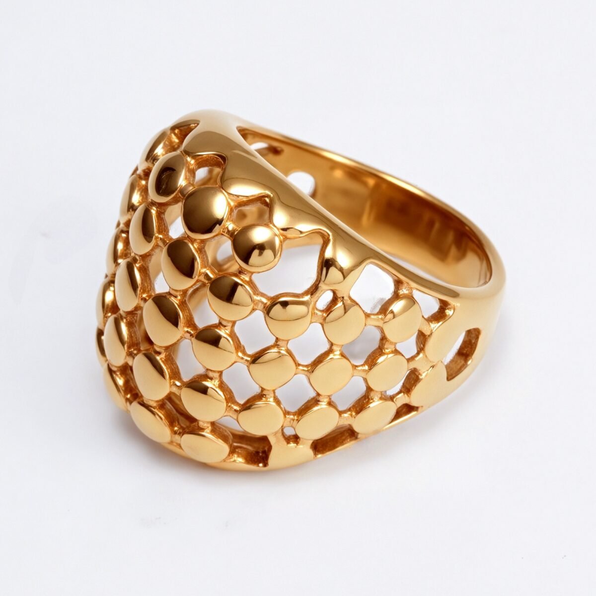 Metallic Texture Grid Ring - Trendy and Versatile Unisex Accessory | G00343 - Image 4