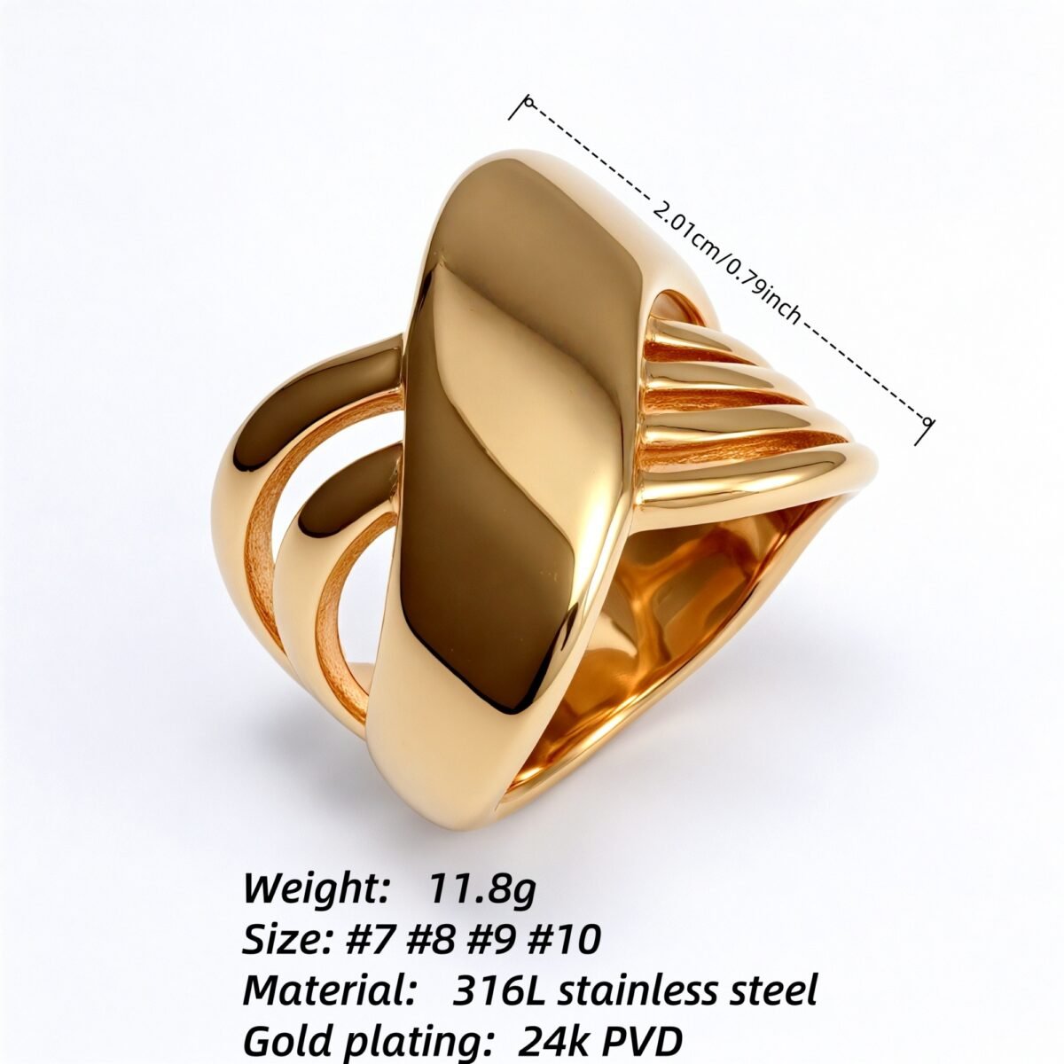 Gold/Silver Three - Dimensional Interlaced Ring - Stylish and Personalized Jewelry | ML0146 - Image 4