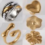 24K Gold-Plated Stainless Steel Heart Design Unique Women's Ring