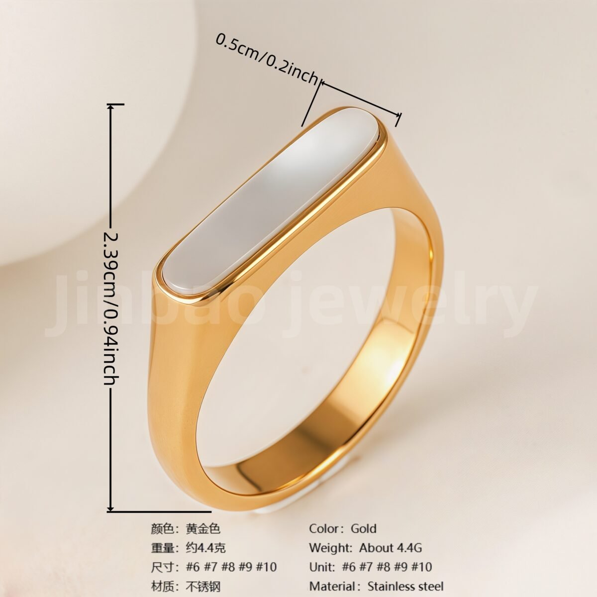 24K Gold-Plating Stainless Steel Adjustable Open Fashion Retro Women's Waterproof Ring - Image 9