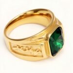 Gold - Carved Square Color - Gem Ring - Retro and Trendy Jewelry | BL135JHB- - Image 6
