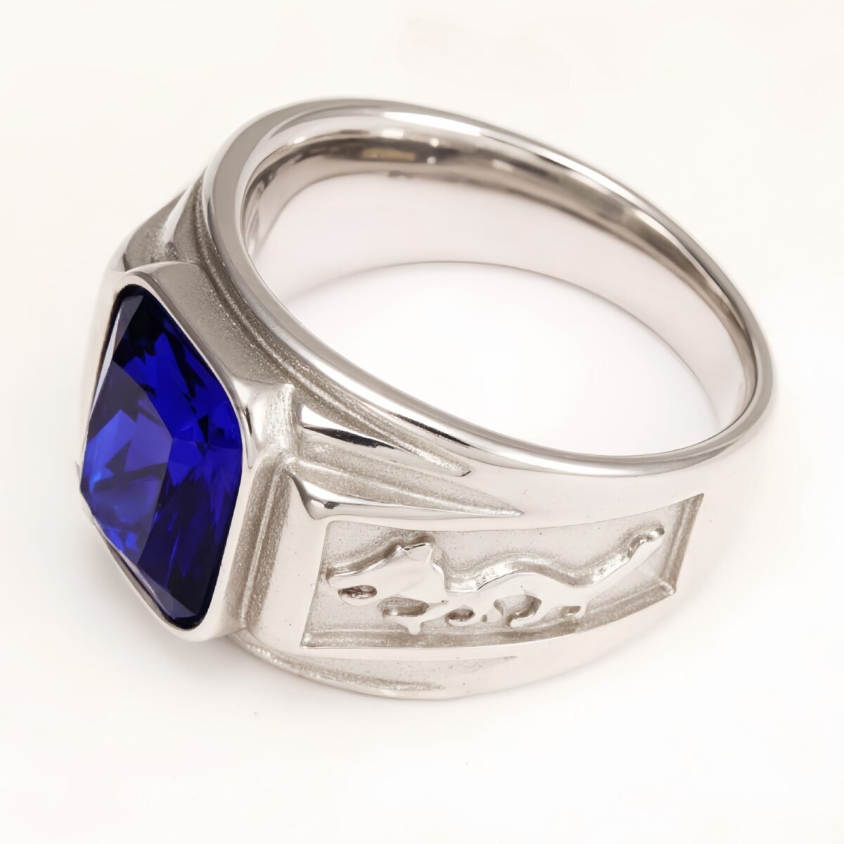 Silver - Carved Square Color - Gem Ring - Retro and Trendy Jewelry | BL135GH - Image 13