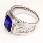 Silver - Carved Square Color - Gem Ring - Retro and Trendy Jewelry | BL135GH - Image 13