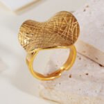 Personalized and creative wide-face woven open stainless steel women's ring | G005252 - Image 2