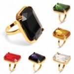 Luxurious Gold - Plated Colorful Gem Rings - Multiple Colors Available Trendy Bands | k002810J