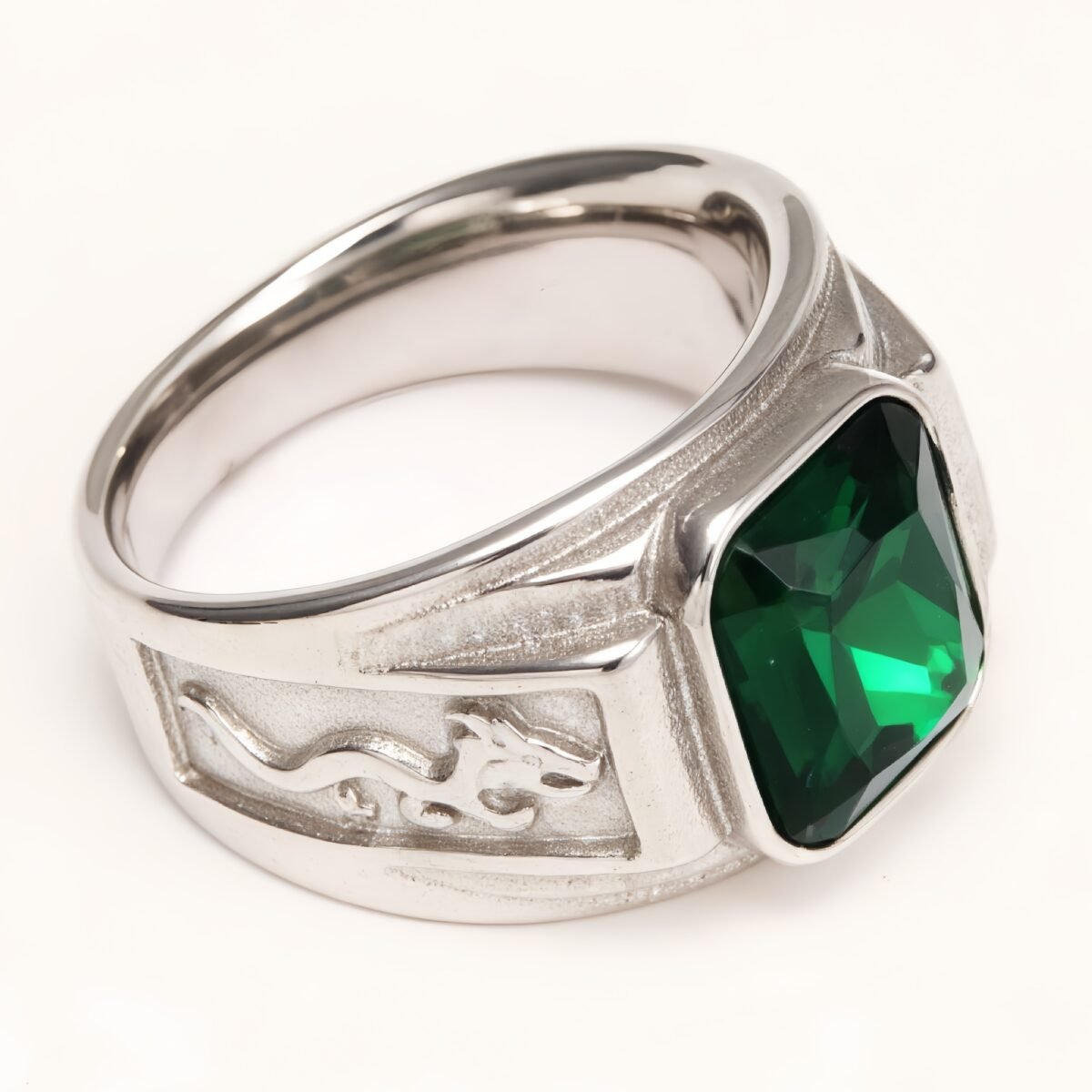 Silver - Carved Square Color - Gem Ring - Retro and Trendy Jewelry | BL135GH - Image 6