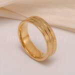 24K Gold-Plating Stainless Steel Minimalist Textured Trendy Men's Waterproof Ring  6MM - Image 13