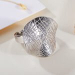 Personalized and creative wide-face woven open stainless steel women's ring | G005252 - Image 5