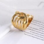 Creative Knitting Design 24k Gold-Plated Women's Stainless Steel Waterproof Ring丨G003167 - Image 5