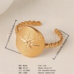 24K Gold-Plating Stainless Steel Adjustable Open Fashion Retro Women's Waterproof Ring - Image 11