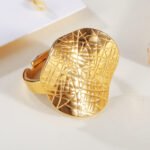 Personalized and creative wide-face woven open stainless steel women's ring | G005252 - Image 3