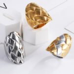 Sleek Stainless Steel Woven Band Ring for Women | G002903