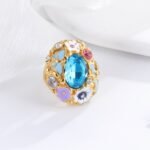 Colorful Gemstone Stainless Steel Ring with Floral Design Classic Fashion for Women | G004476 - Image 7