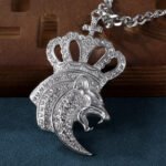 European And American Hip-Hop Style Fashion Men's Crown Lion Head Stainless Steel Pendant丨JSSZ444 - Image 4