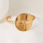 24K Gold-Plating Stainless Steel Adjustable Open Fashion Retro Women's Waterproof Ring - Image 12