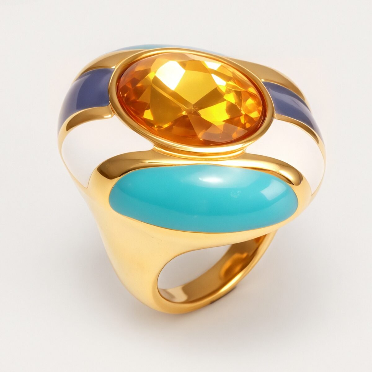 Classic Metal Enamel Gem - Set Ring - Trendy and Gorgeous Unisex Accessory | G004462JHU - Image 5