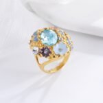 Colorful Gemstone Stainless Steel Ring with Floral Design Classic Fashion for Women | G004476 - Image 4