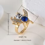 Luxury Gemstones Embellished With Cicada-Shaped Stainless Steel Women's Waterproof Ring丨K003673 - Image 5