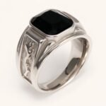 Silver - Carved Square Color - Gem Ring - Retro and Trendy Jewelry | BL135GH - Image 2
