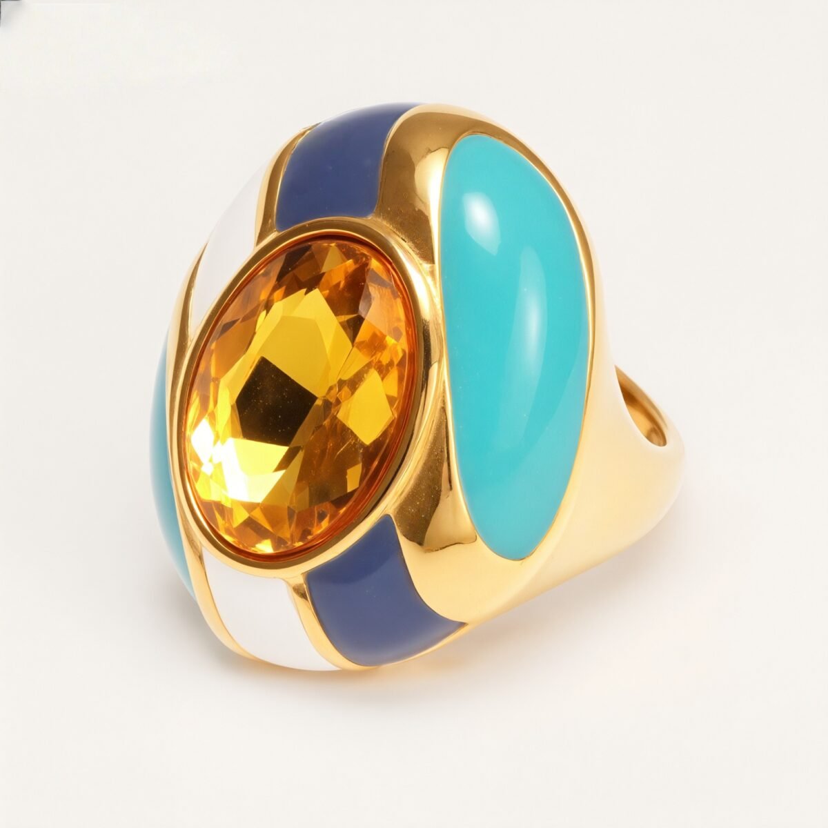 Classic Metal Enamel Gem - Set Ring - Trendy and Gorgeous Unisex Accessory | G004462JHU - Image 6