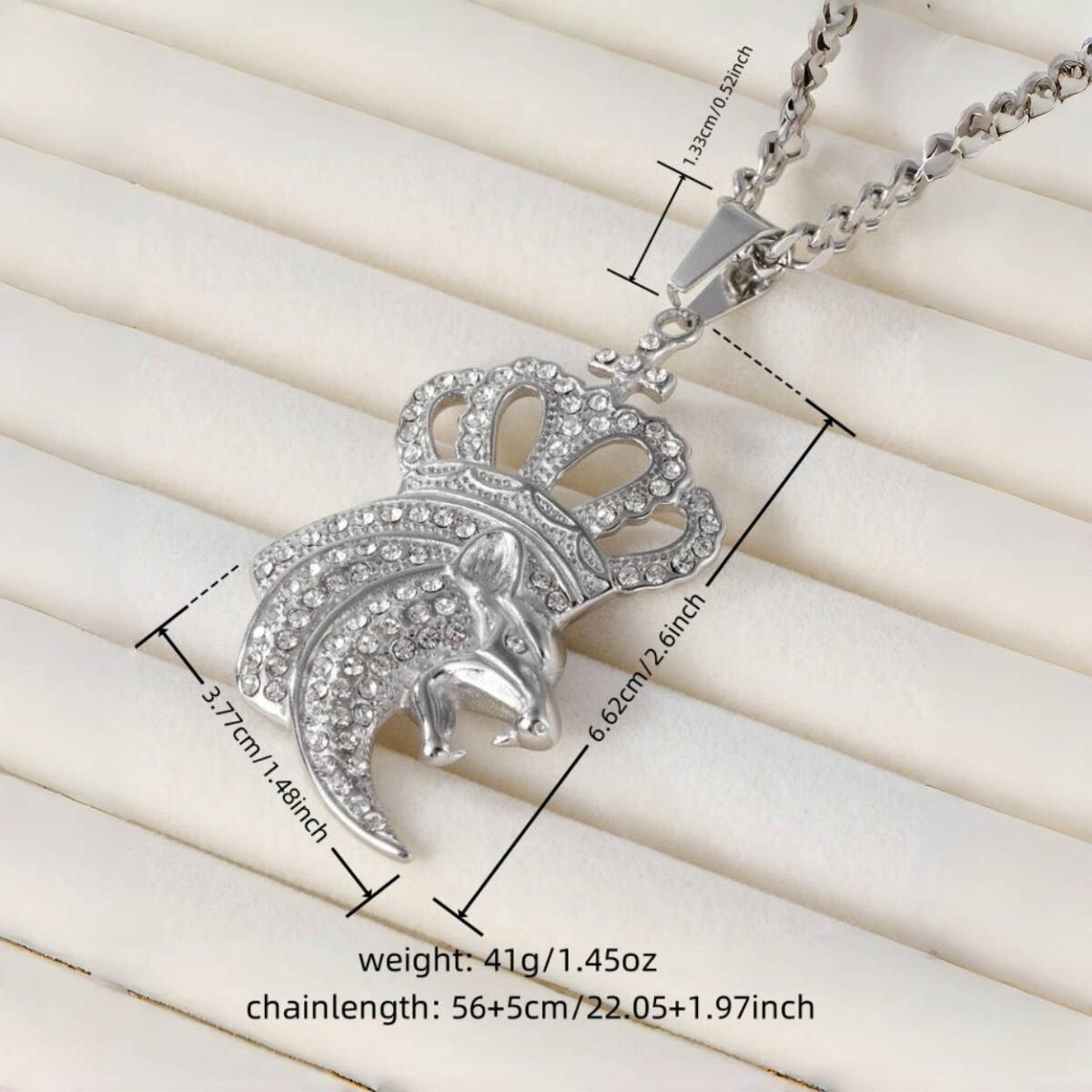 European And American Hip-Hop Style Fashion Men's Crown Lion Head Stainless Steel Pendant丨JSSZ444 - Image 2