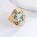 Colorful Gemstone Stainless Steel Ring with Floral Design Classic Fashion for Women | G004476 - Image 5