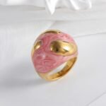 Colorful Marbled Resin Stainless Steel Ring with Gold Detail for Women | G004486 - Image 5