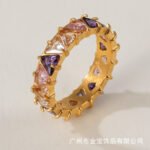 Women's stainless steel ring with colored zircon | G005625J - Image 3