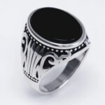Silver - Inlaid Gemstone Carved Ring - Retro and Trendy Jewelry | K00680GH - Image 6