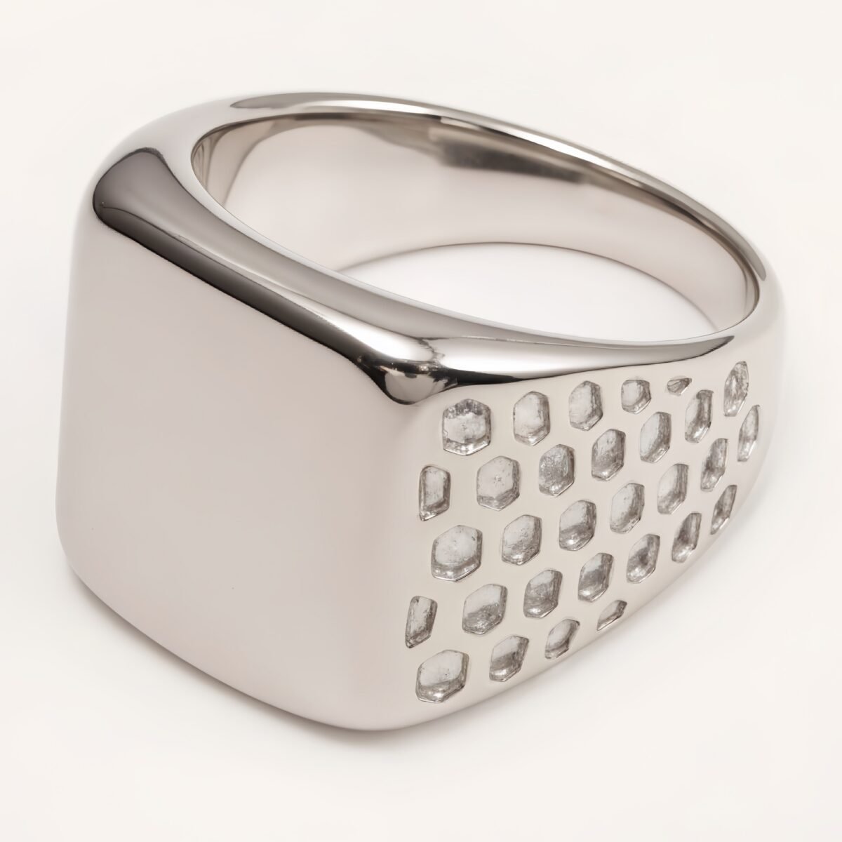 Classic Polished Silver Square Ring - Daily Versatile Plain Band | DZ1111G - Image 3