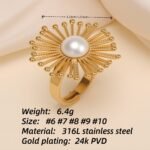 Retro Metal Sunflower Pearl - Inlaid Ring - Trendy Women's Exquisite Accessory | G006430J - Image 4