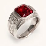Silver - Carved Square Color - Gem Ring - Retro and Trendy Jewelry | BL135GH - Image 8